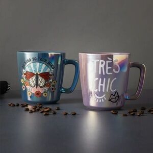 THYME & TABLE STONEWARE MUGS, SHIMMER COLLECTION, OFFICE HOLIDAY GIFT MUG